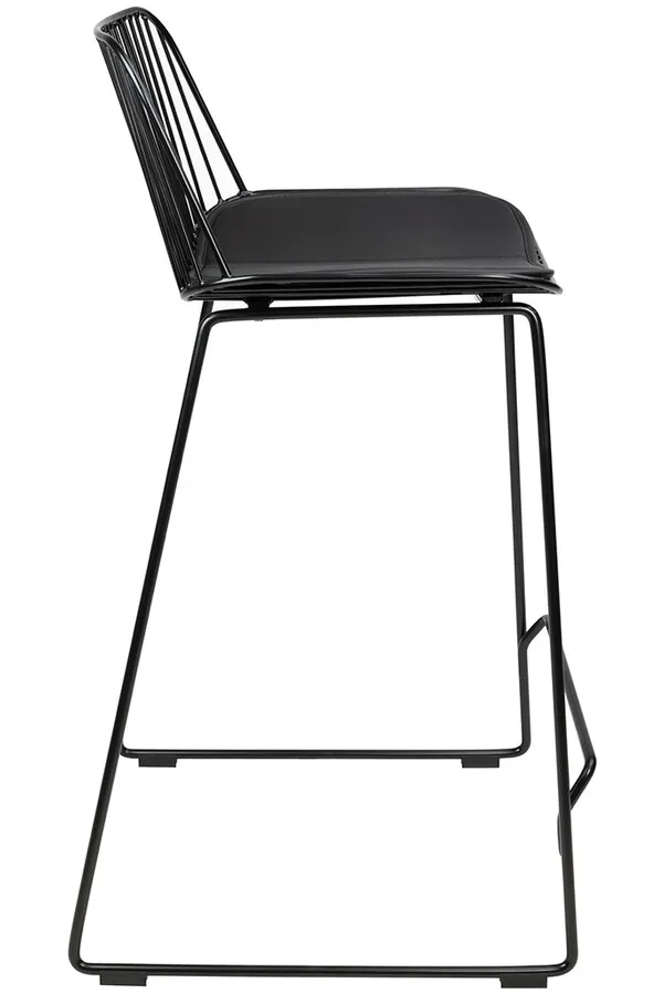 Hoker metalowy z ekoskórą MILES 76 cm - czarny