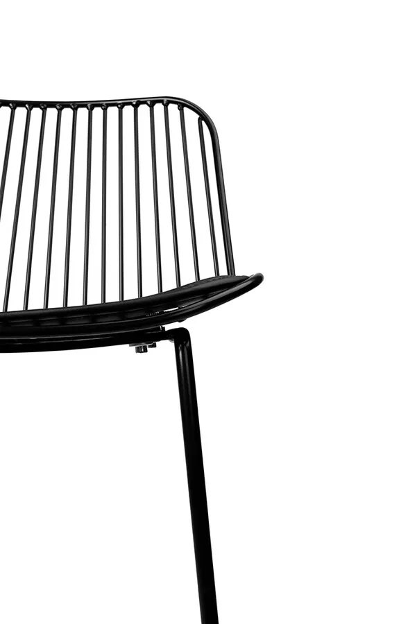 Hoker metalowy z ekoskórą MILES 76 cm - czarny