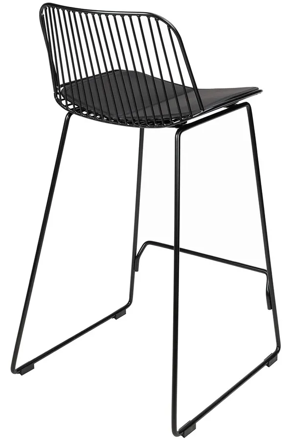 Hoker metalowy z ekoskórą MILES 76 cm - czarny