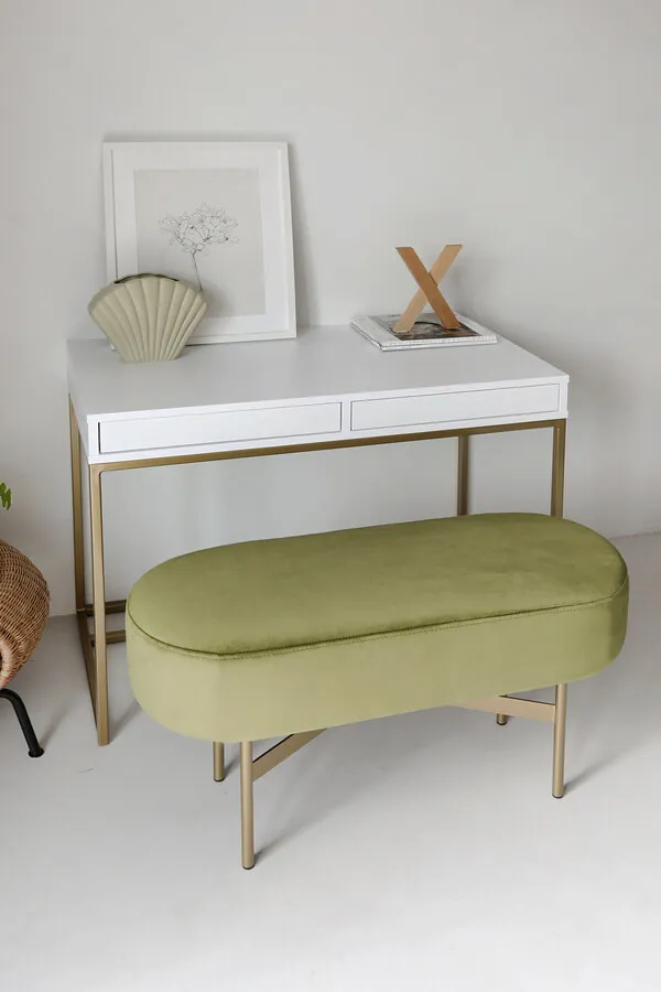 VELVIE OLIVE/GOLD Ławka tapicerowana LINE