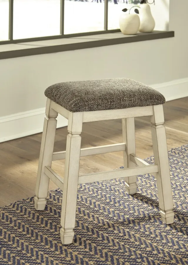 Taboret barowy BOLANBURG D647-024 - brązowy/biały antyczny
