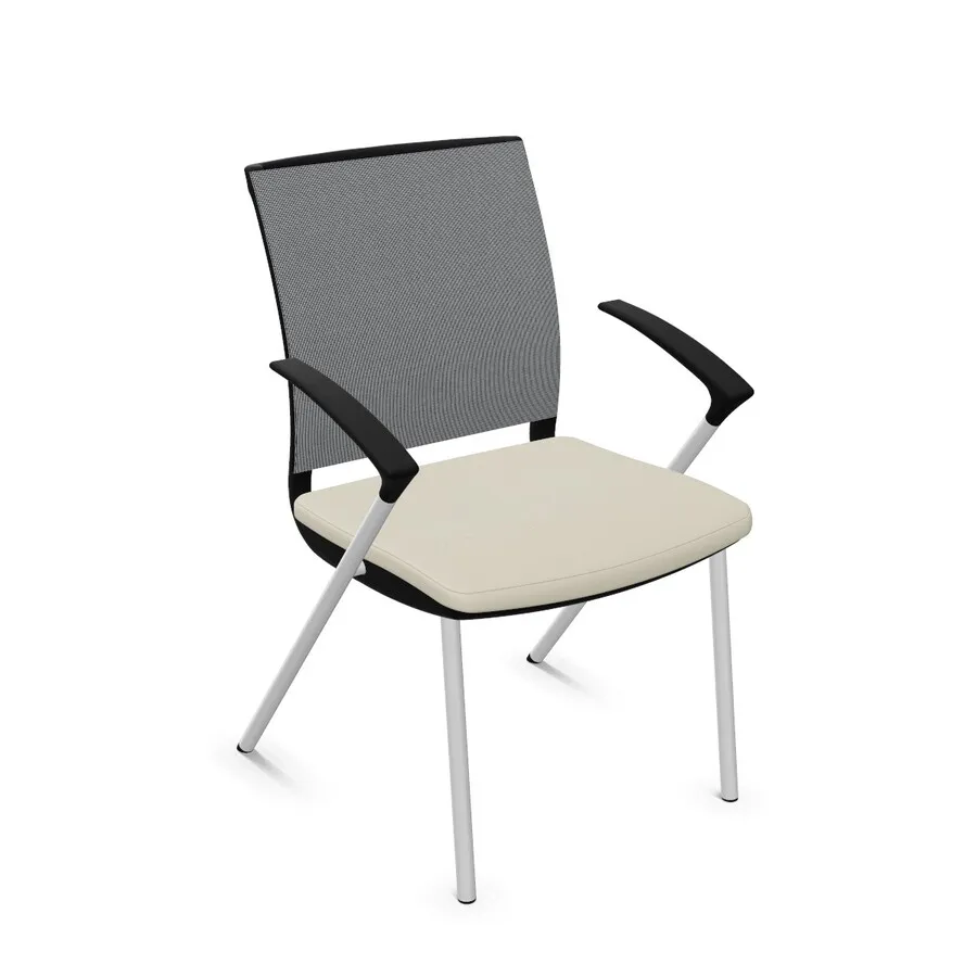 RAL 9006 / tkanina SX0001 / siatka NTS01 Krzesło konferencyjne SAIL Frame 4LA MESH
