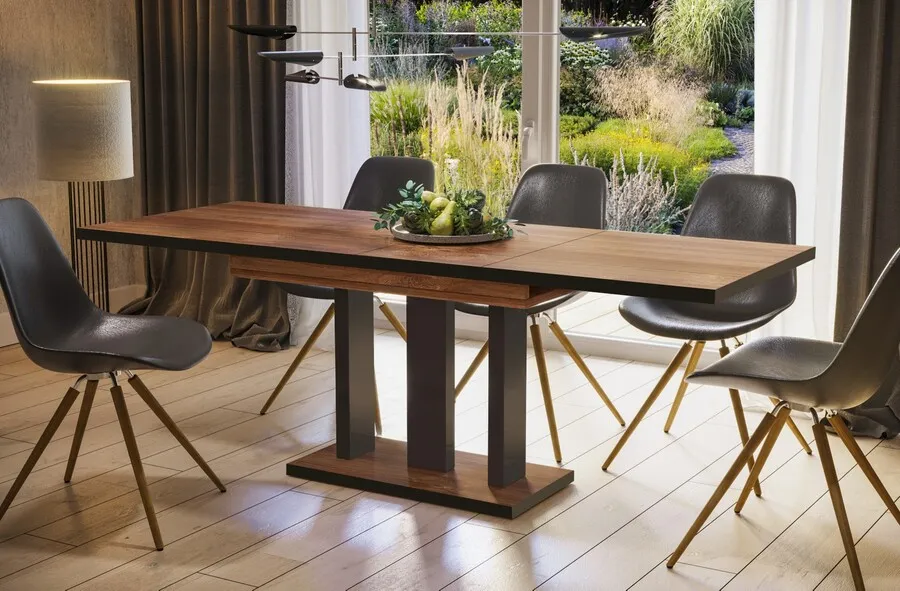 Stół rozkładany APPIA BLACK 130/210x80 - dąb stirling