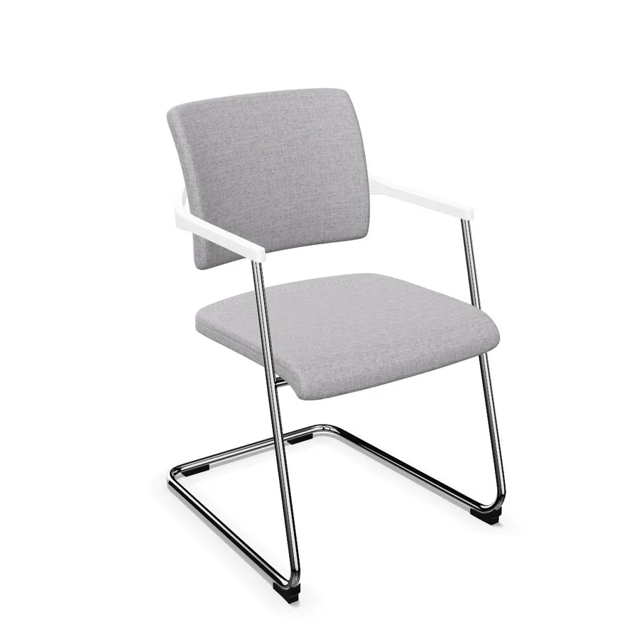 chrom / tkanina RX123 Krzesło konferencyjne na płozach 2ME białe elementy
