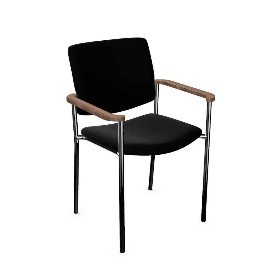 chrom / skóra LE01 / 2.0CC Walnut Krzesło z podłokietnikami ZEN niskie oparcie