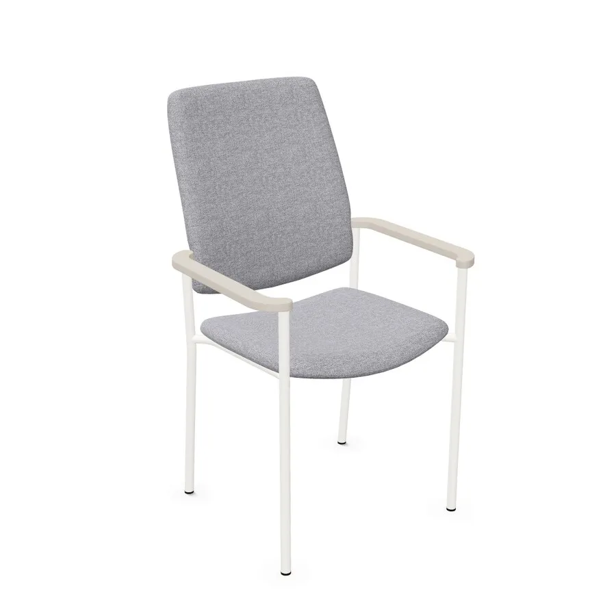 RAL 9016 / tkanina STMG60004 / S39 Light Grey Krzesło z podłokietnikami ZEN