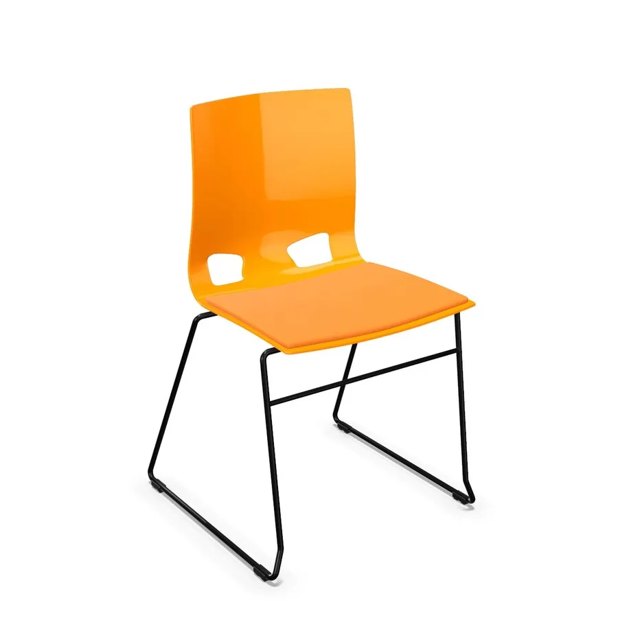 RAL 9005 / Gloss Orange / skaj V83 Krzesło z tapicerowaną nakładką FONDO CFS-ROD