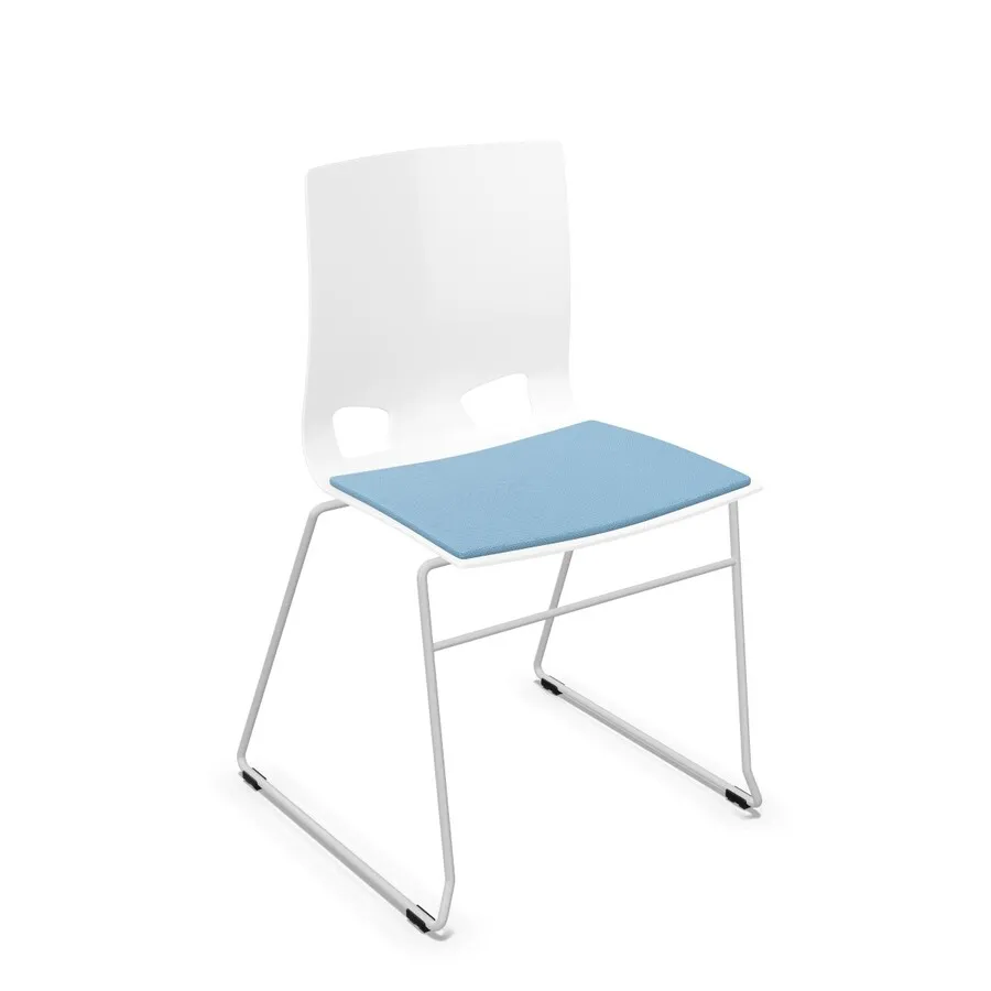 RAL 9006 / Gloss White / tkanina STG67004 Krzesło z tapicerowaną nakładką FONDO CFS-ROD