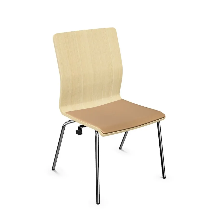 chrom / H3349 Kaisersberg Oak / skóra LE06 Krzesło z tapicerowaną nakładką FEN