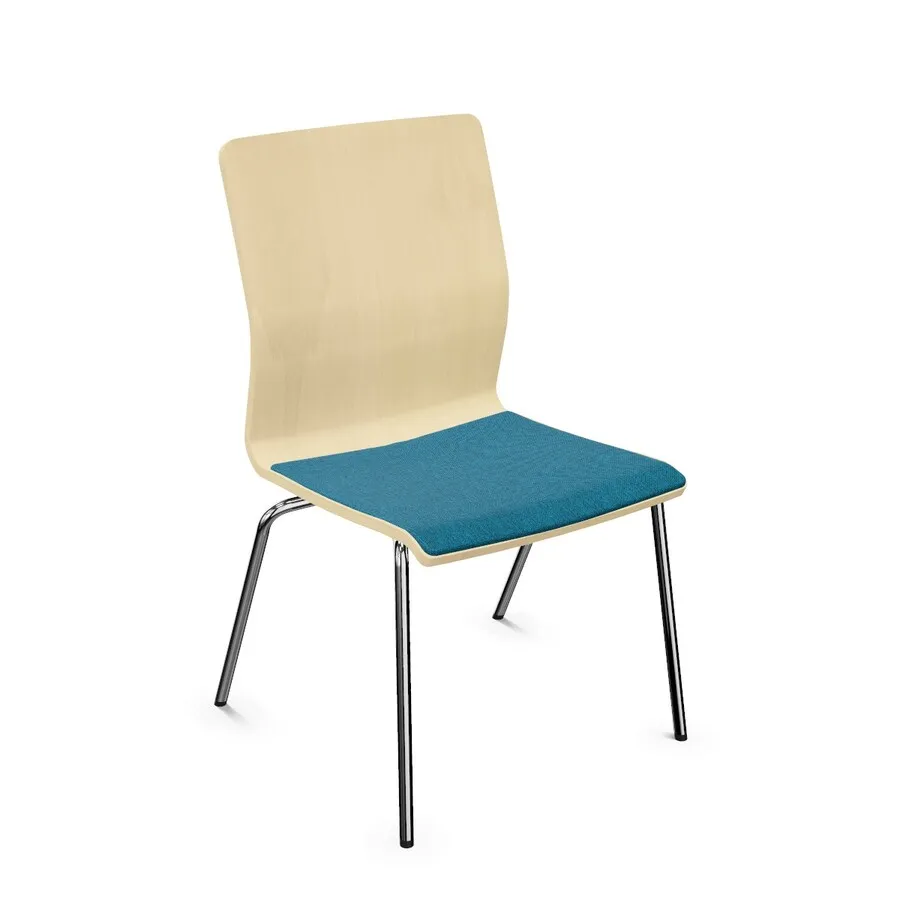 chrom / 1.007 Beech / tkanina OL03 Krzesło z tapicerowaną nakładką FEN