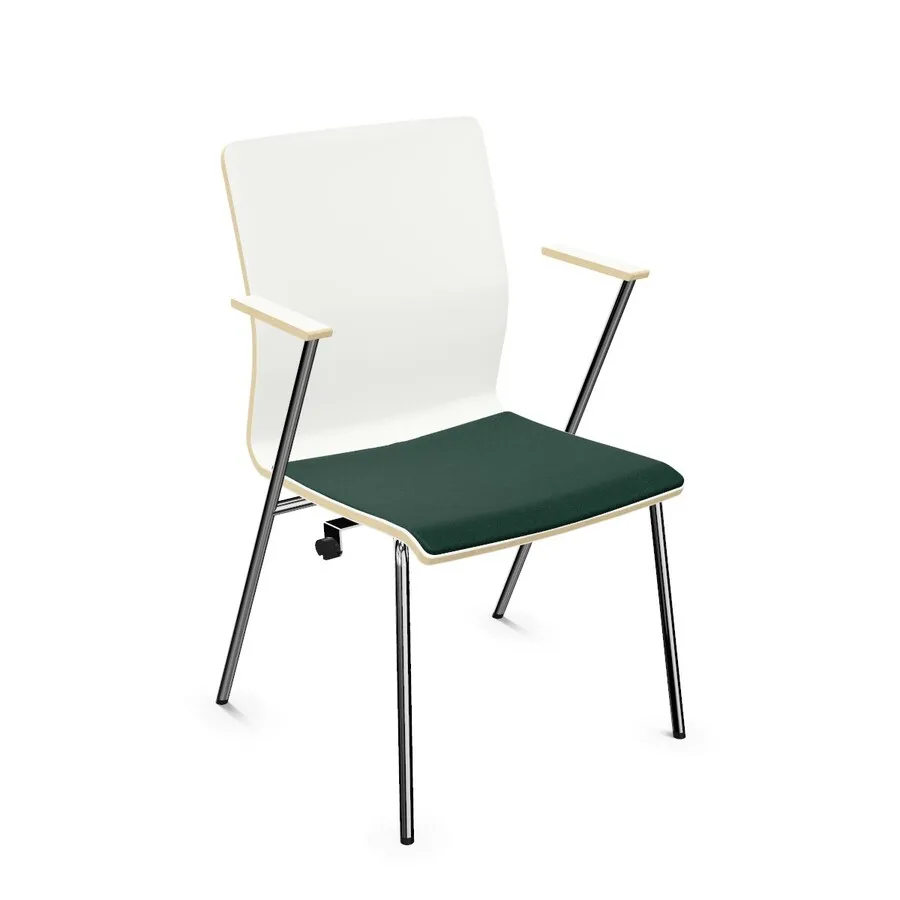 chrom / W1000 Premium White / tkanina CUZ1N Krzesło z podłokietnikami i tapicerowaną nakładką FEN