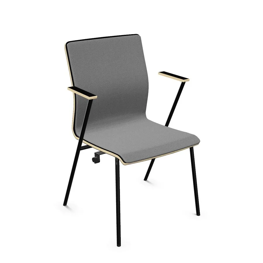 RAL 9005 / tkanina XR081 / U999 Black Krzesło z podłokietnikami i tapicerowanym frontem FEN
