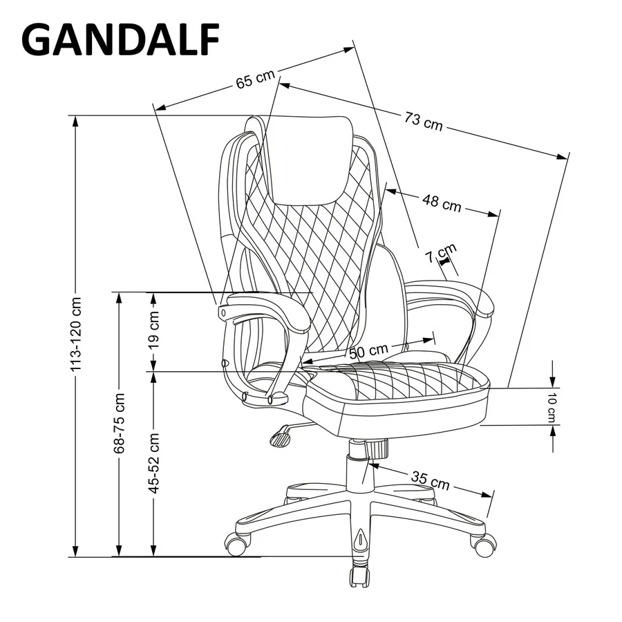 Fotel biurowy GANDALF - czarny/popielaty