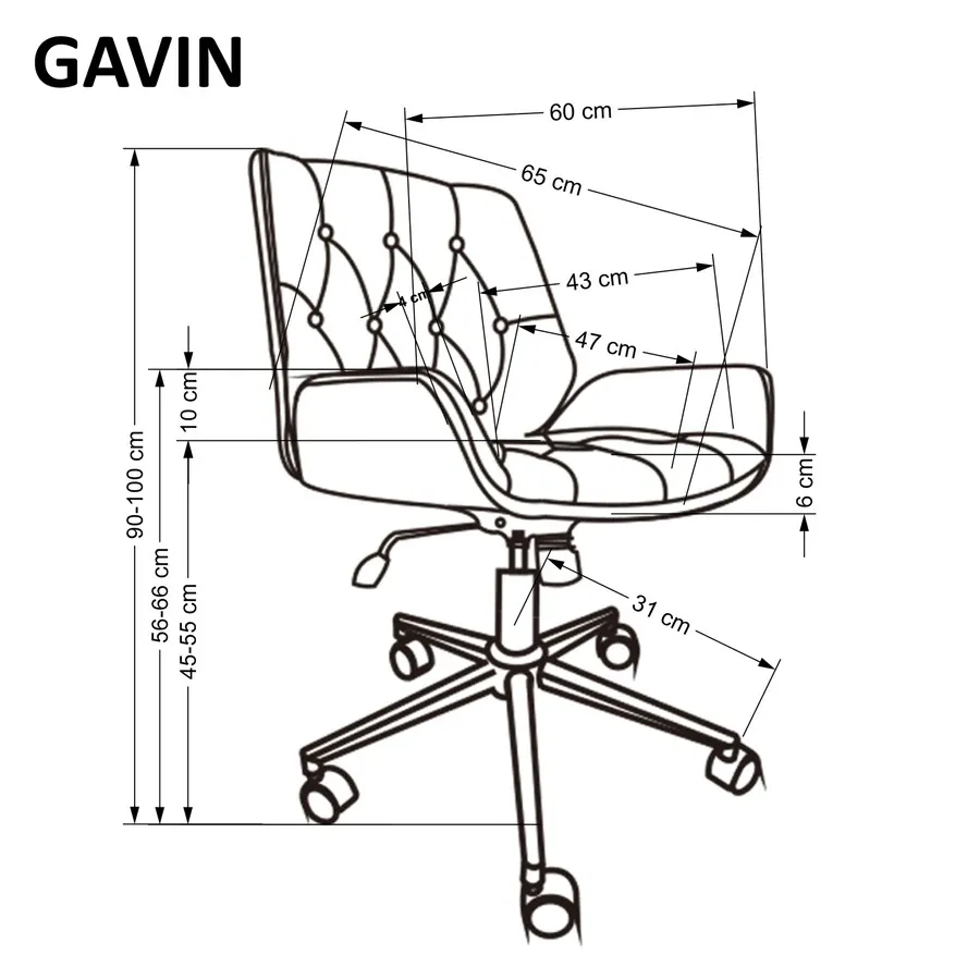 Fotel biurowy GAVIN - orzech/czarny