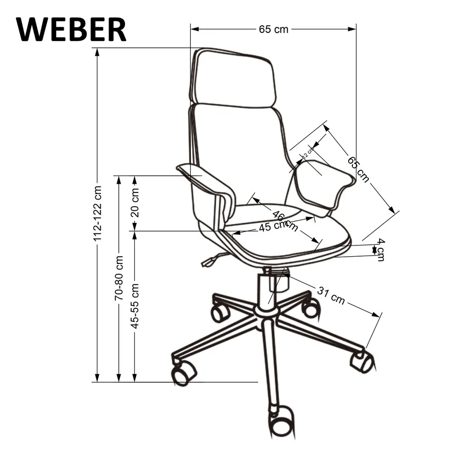 Fotel biurowy WEBER - orzechowy/czarny