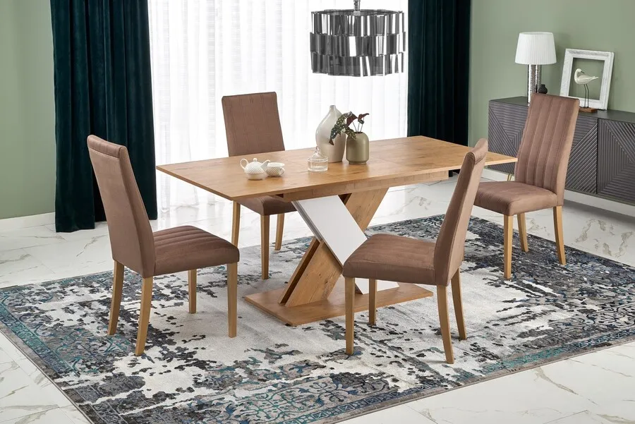 Stół rozkładany XARELTO 130/175x85 - dąb lancelot/biały