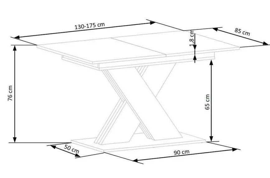 Stół rozkładany XARELTO 130/175x85 - dąb lancelot/biały