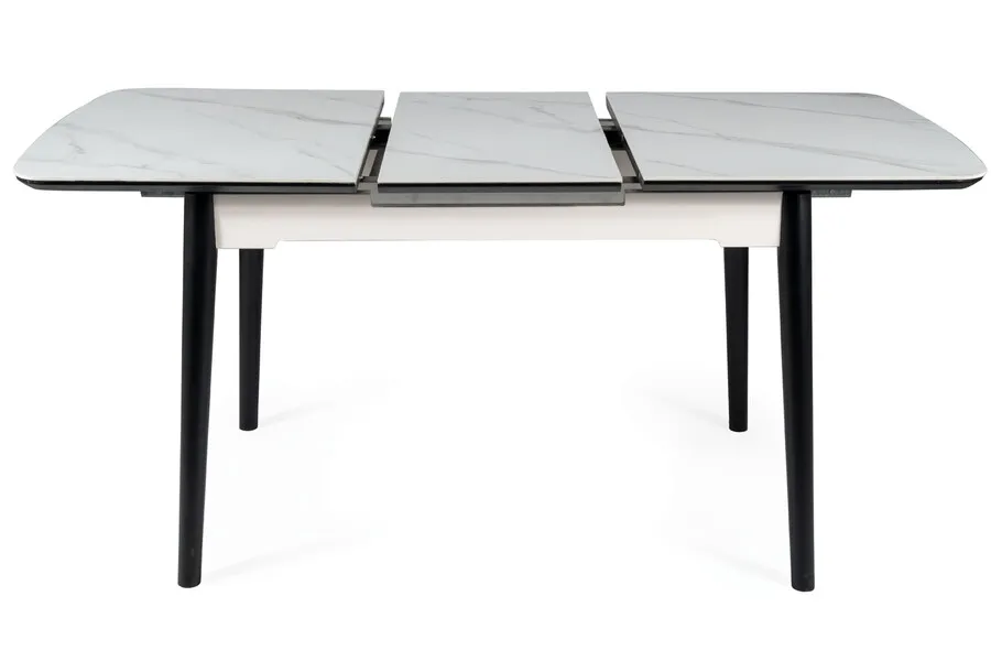 Stół rozkładany APOLLO 120/160x80 - biały mat/czarny