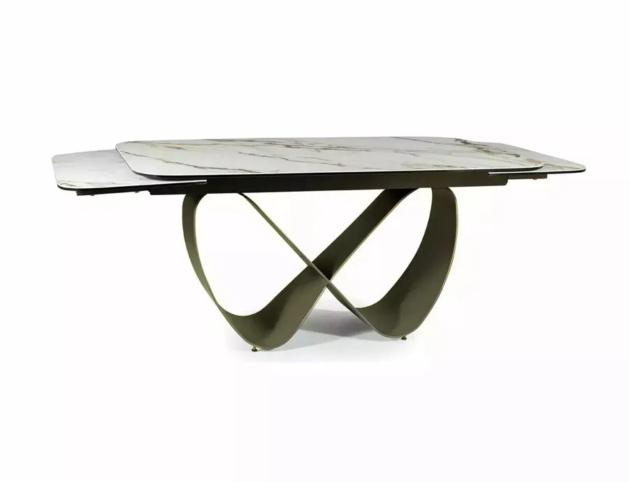 Stół rozkładany INFINITY Ceramic 160/240x95 - biały/brązowy