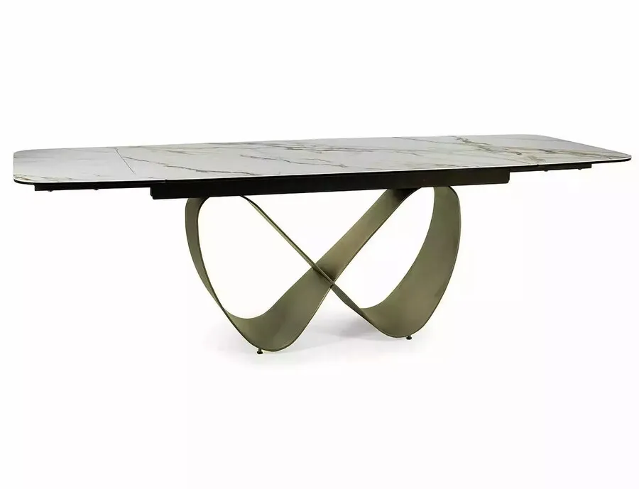 Stół rozkładany INFINITY Ceramic 160/240x95 - biały/brązowy