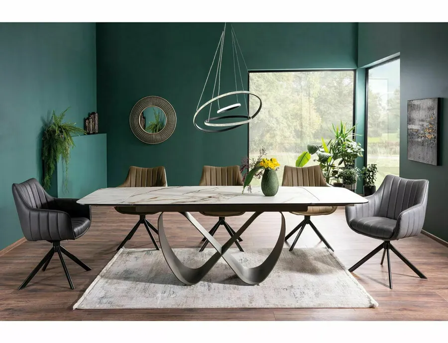 Stół rozkładany INFINITY Ceramic 160/240x95 - biały/brązowy