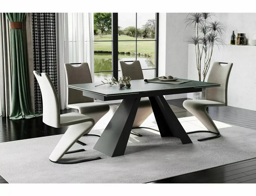 Stół rozkładany SALVADORE Ceramic 160/240x90 - turkusowy/czarny mat