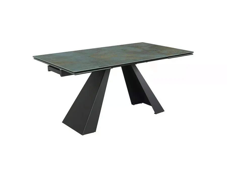 Stół rozkładany SALVADORE Ceramic 160/240x90 - turkusowy/czarny mat