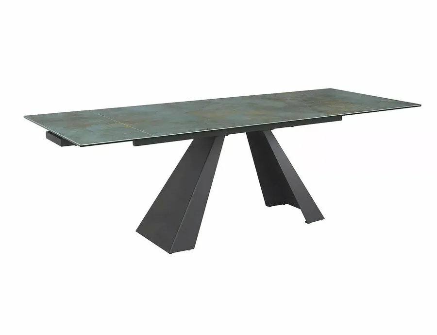 Stół rozkładany SALVADORE Ceramic 160/240x90 - turkusowy/czarny mat