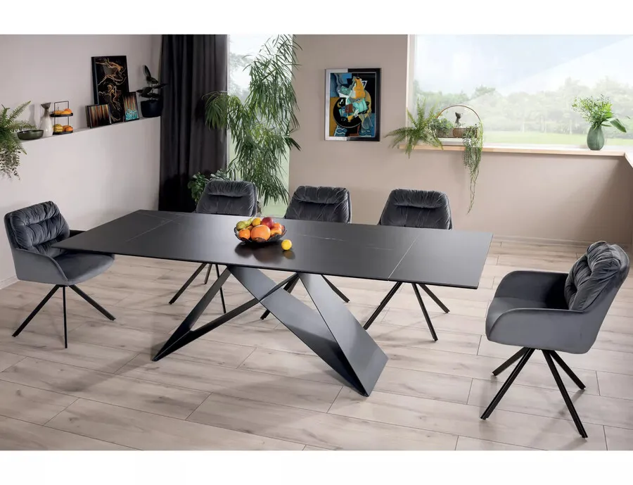 Stół rozkładany WESTIN Ceramic 160/240x90 - czarny/czarny mat