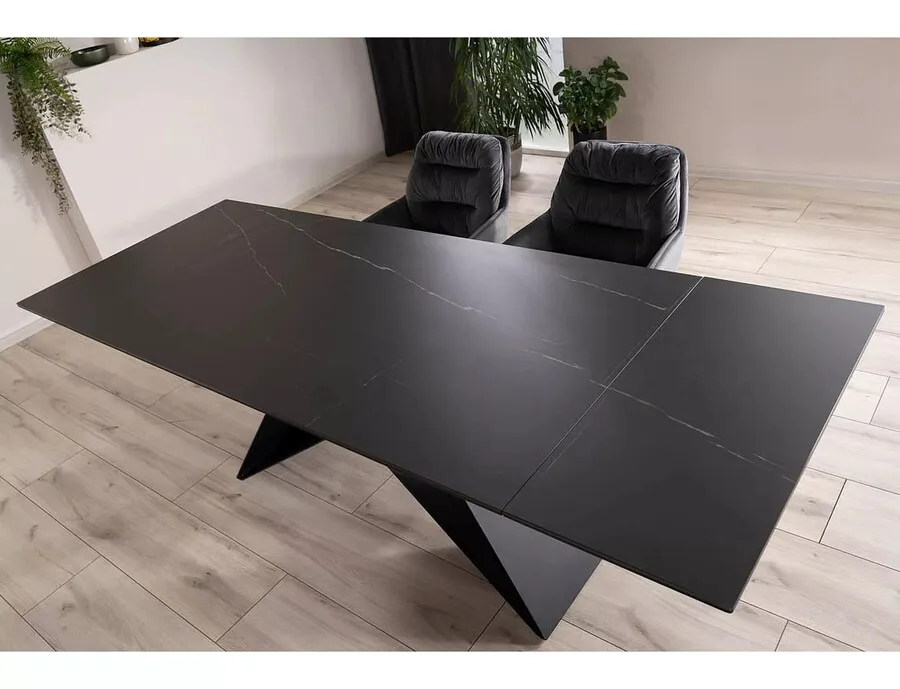 Stół rozkładany WESTIN Ceramic 160/240x90 - czarny/czarny mat