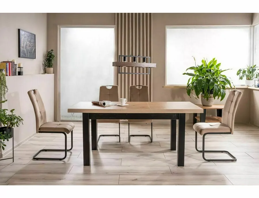 Stół rozkładany PRESTO 140/218x80 - dąb artisan/czarny