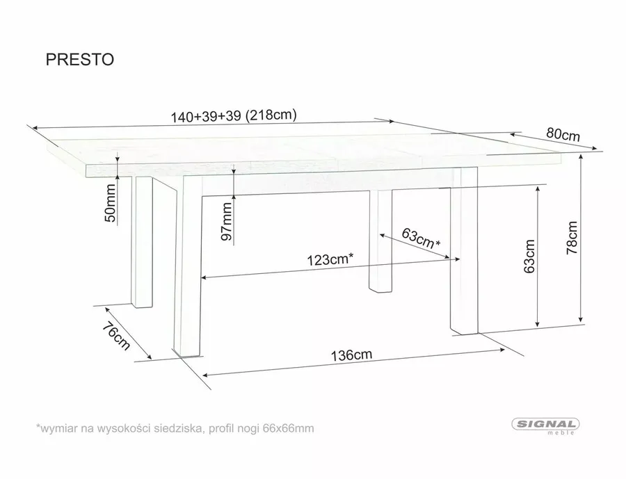 Stół rozkładany PRESTO 140/218x80 - dąb artisan/czarny