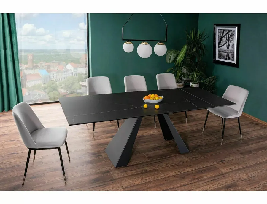 Stół rozkładany SALVADORE CERAMIC SAHARA NOIR 160/240x90 - czarny/czarny mat