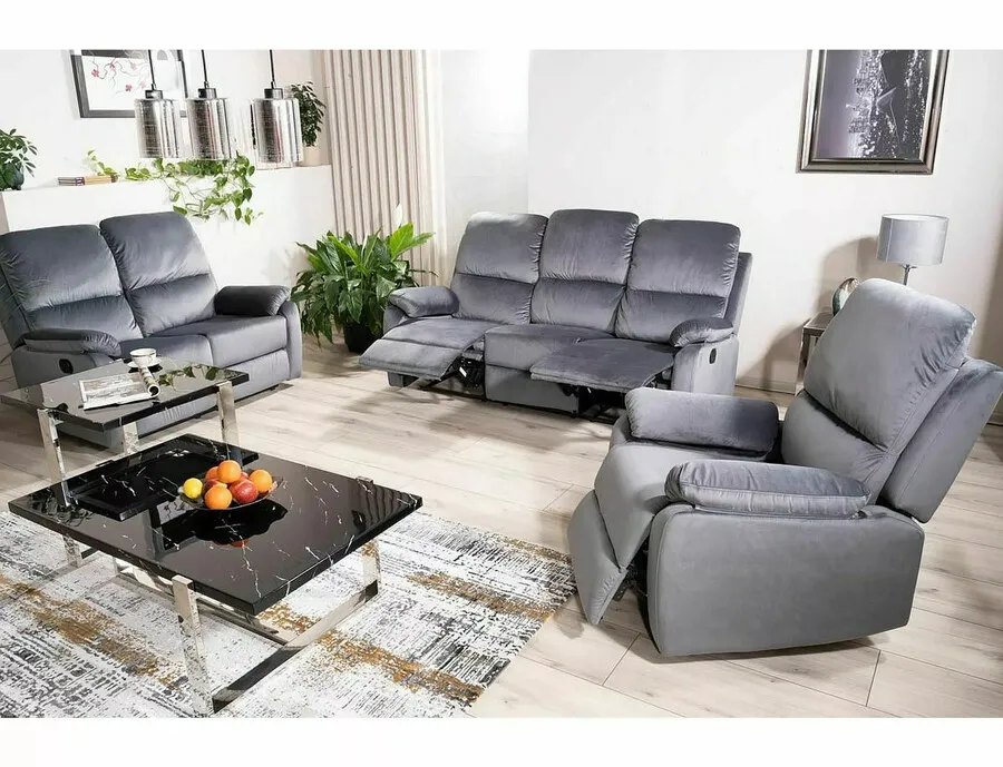 Sofa z funkcją relaks SPENCER 3 Velvet - szary bluvel 14