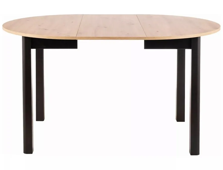 Stół okrągły rozkładany DANTE 102-142x102 - dąb artisan/czarny mat