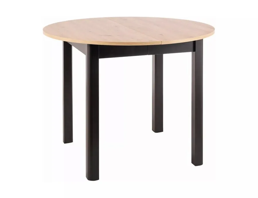 Stół okrągły rozkładany DANTE 102-142x102 - dąb artisan/czarny mat