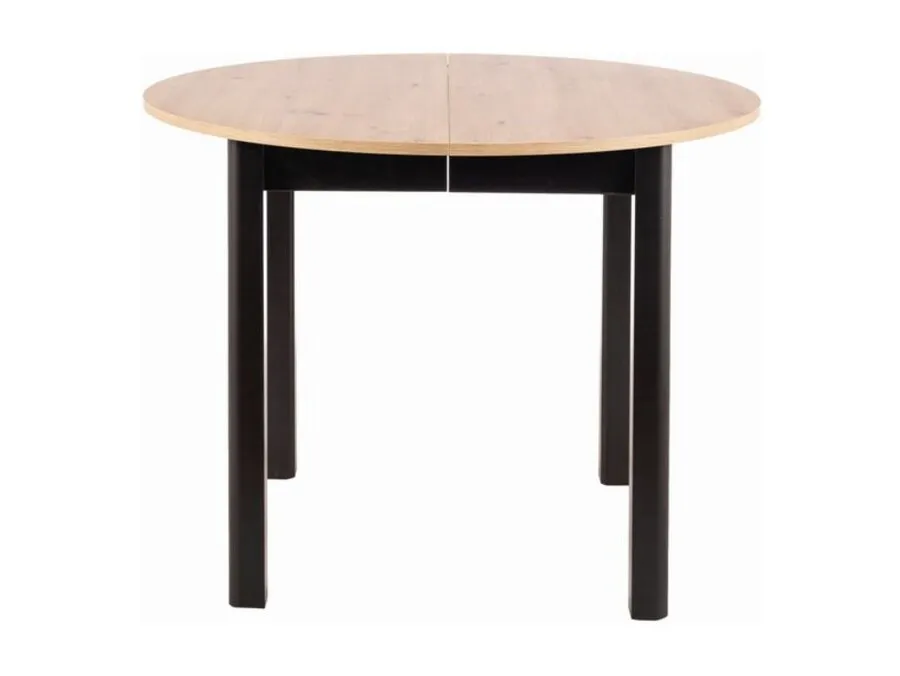 Stół okrągły rozkładany DANTE 102-142x102 - dąb artisan/czarny mat
