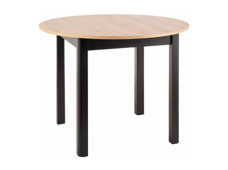 Stół okrągły rozkładany DANTE 102-142x102 - dąb artisan/czarny mat
