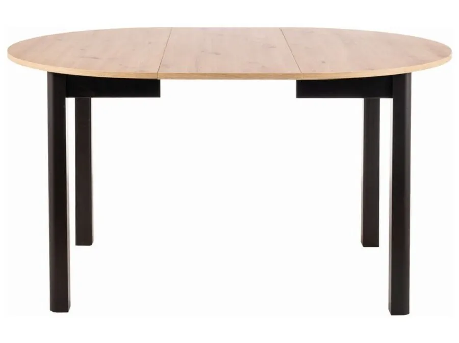 Stół okrągły rozkładany DANTE 102-142x102 - dąb artisan/czarny mat