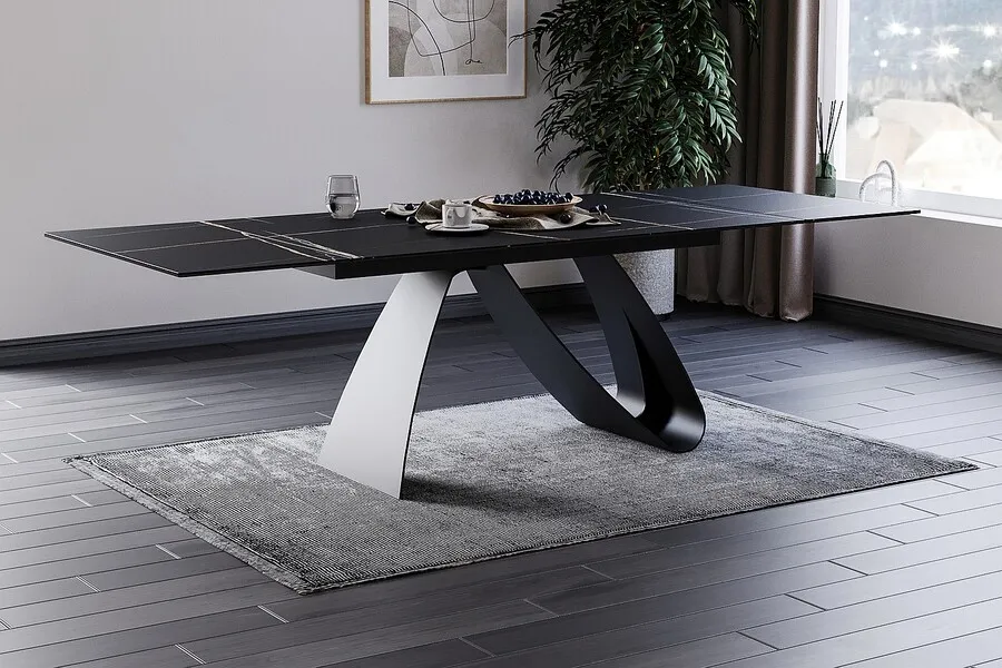 Stół rozkładany DIUNA CERAMIC 160-240x90 - czarny