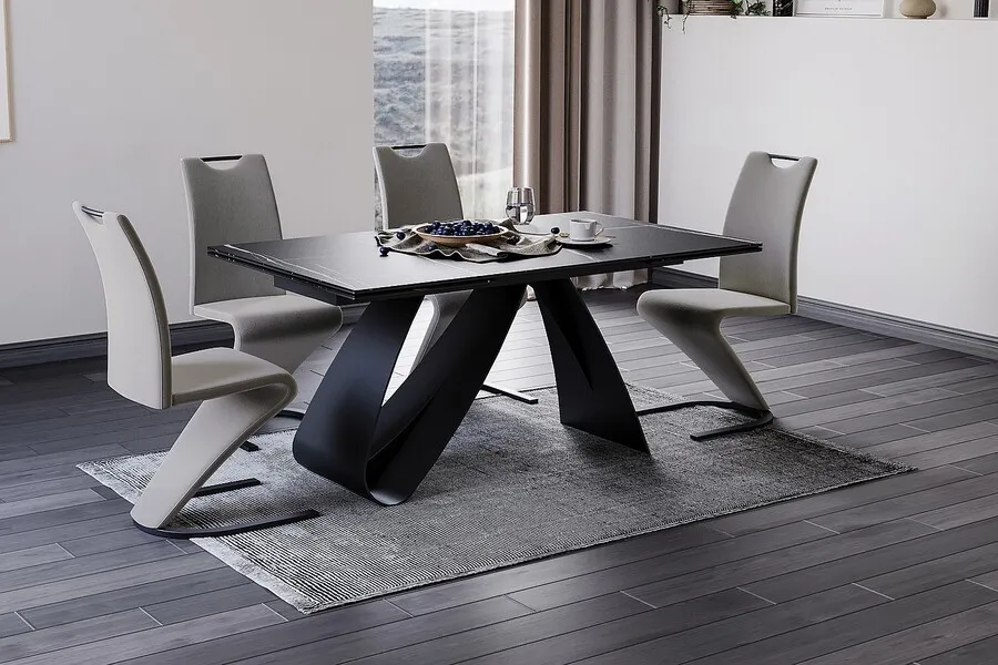 Stół rozkładany DIUNA CERAMIC 160-240x90 - czarny