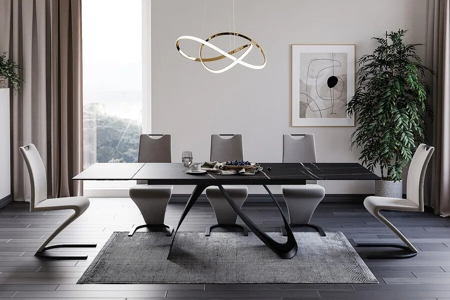 Stół rozkładany DIUNA CERAMIC 160-240x90 - czarny