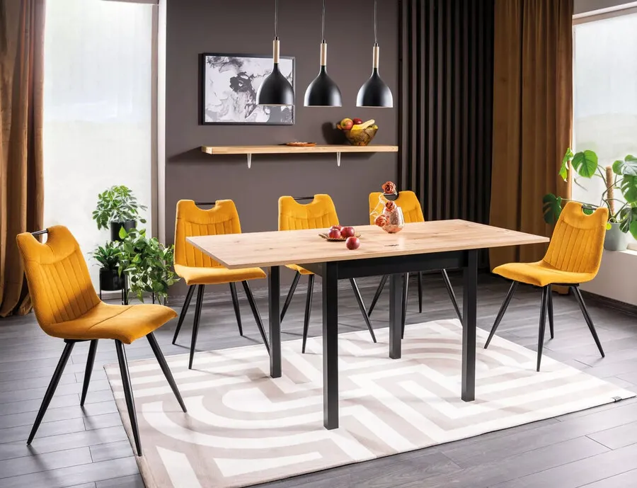 Stół rozkładany FLIP 80-160x80 - dąb artisan/czarny