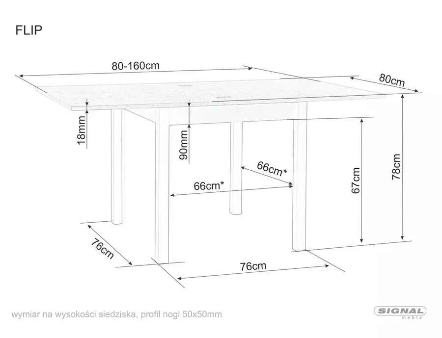 Stół rozkładany FLIP 80-160x80 - dąb artisan/czarny