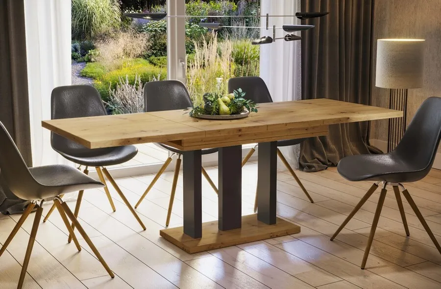 Stół rozkładany APPIA N.CZ. 130/210x80 - dąb artisan/czarny mat