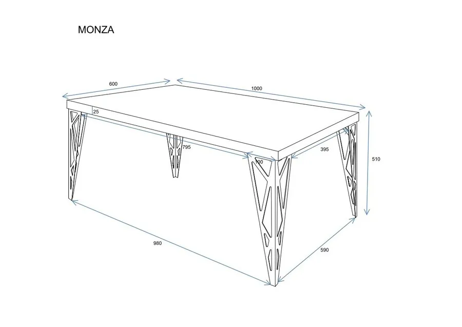 Ława MONZA 100x60 - dąb natura