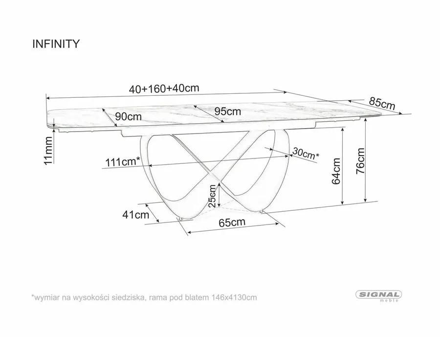 Stół rozkładany INFINITY Ceramic 160/240x95 - czarny