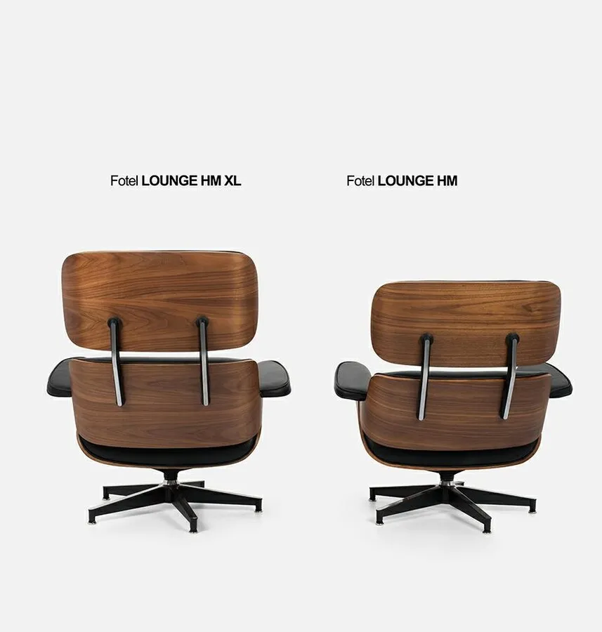 Fotel z podnóżkiem LOUNGE HM XL - czarny/orzech