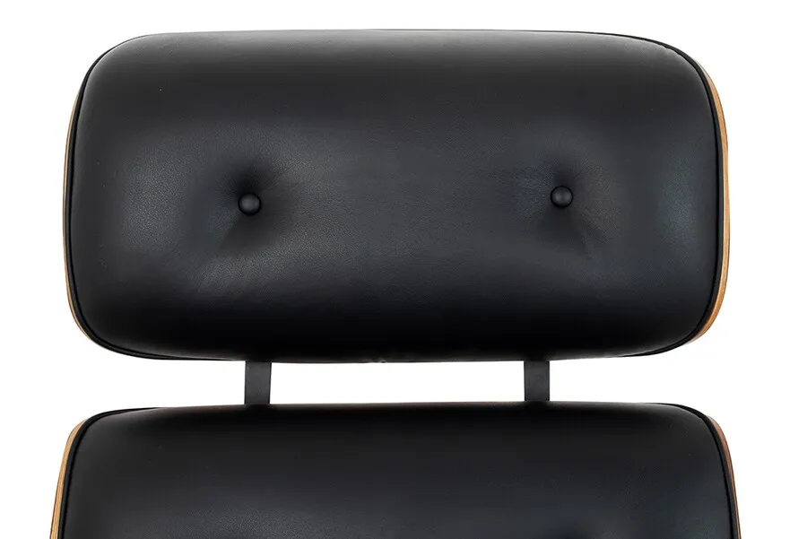 Fotel z podnóżkiem LOUNGE HM XL - czarny/orzech