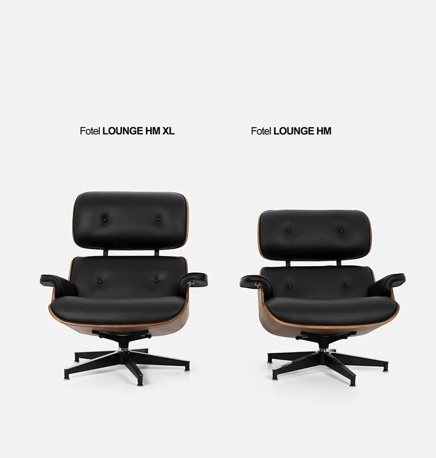 Fotel z podnóżkiem LOUNGE HM XL - czarny/orzech